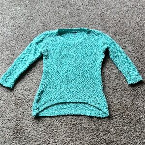 Charlotte Russe Blue Crew Neck Sweater with Ribbed Detailing
